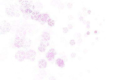 Açık Mor renkli, yaprakları olan zarif bir arka plan. Parlak renkli çizimler ve karalama tarzında yapraklar. Web sitesi yöneticileri ve tasarımları için desen.