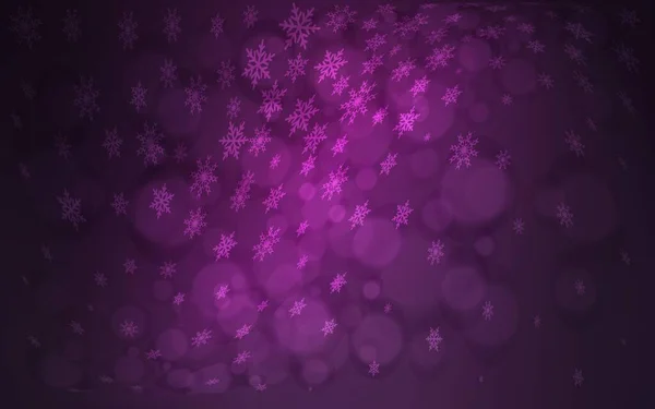 Dark Pink Vector Pattern Christmas Snowflakes Snow Blurred Abstract Background — стоковый вектор