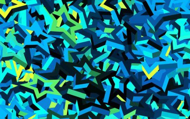 Koyu mavi, üzerinde noel yıldızları olan yeşil vektör deseni. Renkli yıldızlı soyut çizimler. İş ilanınız için akıllı tasarım.