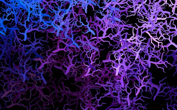 Koyu pembe, mavi vektör karalama düzeni yapraklı, dallı. Yapraklar ve dallarla karalama tarzında renkli çizimler. İş tasarımınız için yepyeni bir tarz.