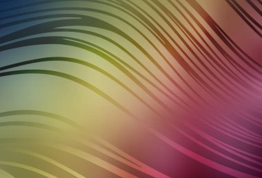 Açık yeşil, eğri çizgileri olan kırmızı vektör arkaplan. Basit çizgilerle renkli gradyan çizimi. Tasarımınız için basit şablon.