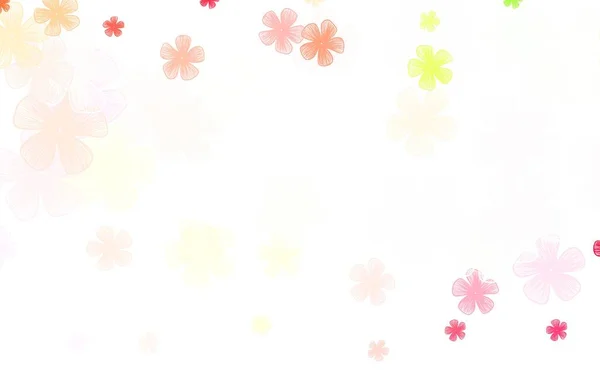 Ljusrosa Gul Vektor Klotter Layout Med Blommor Doodle Illustration Blommor — Stock vektor