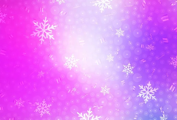 ライトパープル カーニバルスタイルのピンクベクトルテンプレート グラデーションクリスマスボール 雪のフレークとイラスト ポスター 書籍のバナーのパターン — ストックベクタ