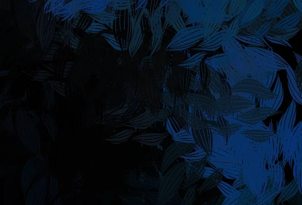 Padrão Doodle Vetorial Azul Escuro Com Folhas Glitter Ilustração Abstrata — Vetor de Stock