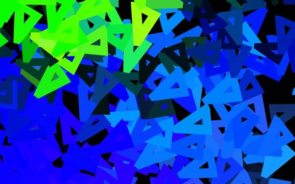 ダークブルー 緑のベクトル線 三角形の背景 カラフルな三角形のセットでイラスト 携帯電話の背景 — ストックベクタ
