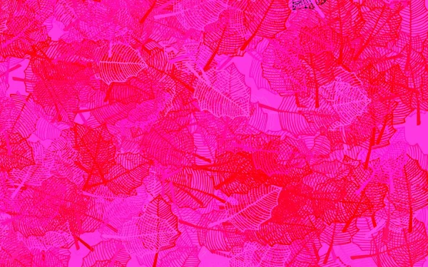 Dark Pink Red Vector Doodle Background Leaves Leaves Blurred Abstract — Stockvektor