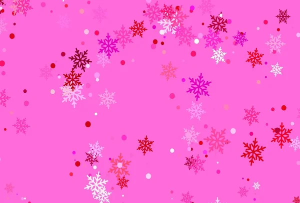 Light Purple Pink Vector Pattern Christmas Snowflakes Shining Colorful Illustration — Stock Vector