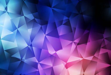 Koyu mavi, kırmızı vektör üçgen mozaik doku. Çokgen soyut çizim ve gradyan. İş tasarımınız için yepyeni bir tarz.