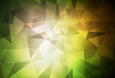Koyu yeşil, sarı vektör düşük polimer arka plan. Üçgenli modern soyut çizim. Web siteniz için çokgen tasarım.