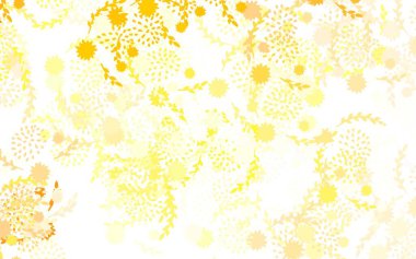 Açık yeşil, sarı vektör soyut desenli çiçekler ve çiçekli zarif parlak bir illüstrasyon. Web siteleri ve pankartlar için desenli desen.