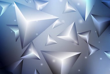 Çokgen şekilli koyu mavi vektör deseni. Soyut arkaplanda renkli eğimli üçgenler. Broşürler, broşürler için desen