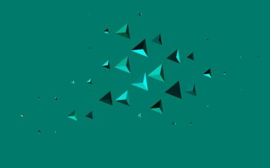 Koyu mavi, kristalli yeşil vektör şablonu, üçgenler. Soyut arkaplanda renkli eğimli üçgenler. Kartvizitiniz için modern tasarım.