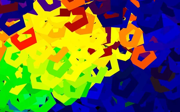Dark Multicolor Vector Pattern Colorful Hexagons Illustration Colored Hexagons Blur — Stockvektor