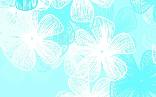 Light Blue Green Vector Abstract Backdrop Flowers Colorful Illustration Doodle — 图库矢量图片