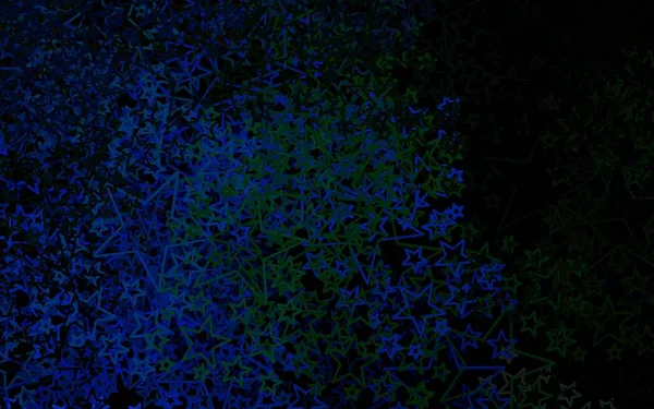 Темно Синий Зеленый Векторный Узор Звездами Сияющая Цветная Иллюстрация Звездами — стоковый вектор