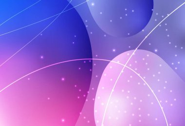 Açık Mor, pembe vektör. Daireleri ve çizgileri olan güzel renkli çizimler. Soyut arka planda bulanık kabarcıklar ve renkli gradyan. İş reklamları için akıllı tasarım.