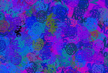 Koyu pembe, kaotik şekilli mavi vektör şablonu. Rastgele şekillerle soyut tarzda dekoratif tasarım. Duvar kağıtları için zarif tasarım.