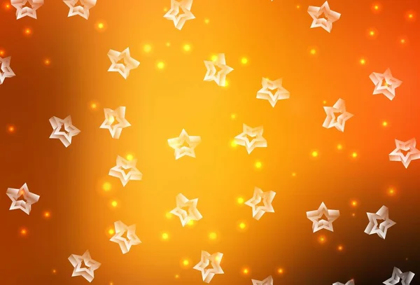 Dark Orange Vector Layout Bright Stars Shining Colored Illustration Stars — Wektor stockowy