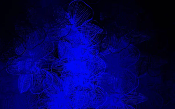 Dark Blue Vector Doodle Background Flowers Abstract Illustration Flowers Doodles — Wektor stockowy