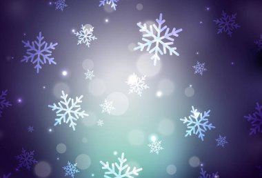 Koyu mavi, yeni yıl tarzında yeşil vektör düzeni. Noel özellikleriyle basit bir gradyan çizimi. Reklamlar, posterler, kitap afişleri için desen.