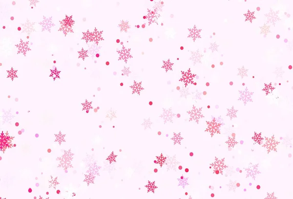 ライトパープル クリスマスの雪片とピンクベクトルパターン 氷の結晶と光る抽象的なイラスト 新年のウェブサイトのパターン — ストックベクタ