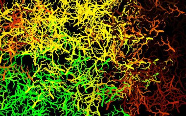 Koyu yeşil, sarı vektör soyut desenli yapraklı, dallı. Beyaz arka planda Hint tarzı dekoratif tasarım. Web ve broşürler için elle boyanmış tasarım.