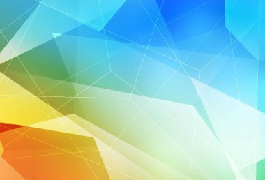 Açık mavi, sarı vektör arkaplan, çizgiler, üçgenler. Üçgenli soyut gradyan çizimi. İniş sayfası için modern şablon.