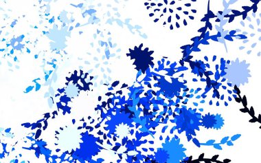 Açık mavi, çiçekli yeşil vektör karalama deseni, güller. Çiçeklerle karalama tarzında renkli çizimler. Çocuk kitapları için renkli desen.