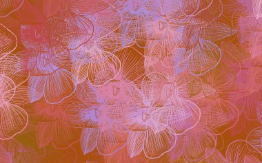 Açık pembe, çiçekli doğal sarı vektör çizimi. Beyaz arka planda gradyanı olan çiçekler. Markan için şık bir model..