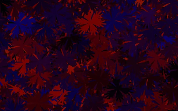 Azul Escuro Vetor Vermelho Padrão Natural Com Flores Ilustração Colorida —  Vetores de Stock