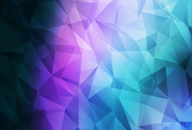 Koyu pembe, mavi vektör düşük polimerli düzen. Üçgenli renkli soyut çizimler. Broşürünüz için yepyeni bir tasarım..