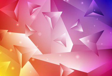 Açık Pembe, Sarı vektör çokgen çizimi. Soyut ve üçgenli renkli çizimler. Marka kitabınız için yeni şablon.