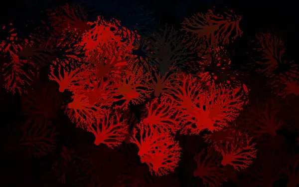 Ciemnoniebieski Czerwony Wektor Tekstury Doodle Kwiatami Kreatywna Ilustracja Rozmytym Stylu — Wektor stockowy