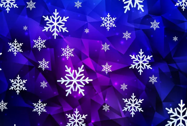 Violet Foncé Texture Vectorielle Rose Avec Flocons Neige Colorés Étoiles — Image vectorielle
