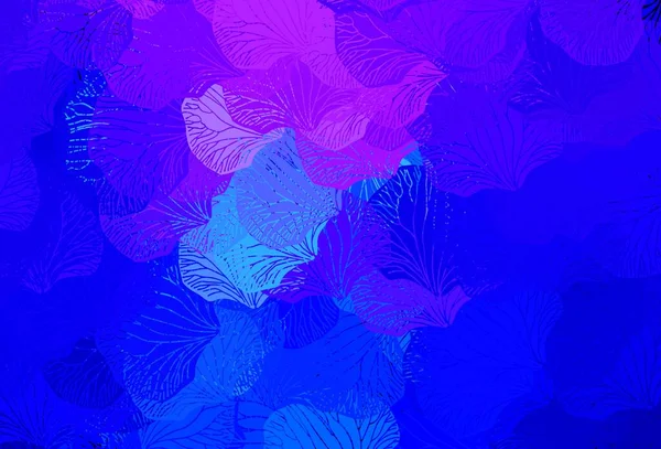 Rosa Oscuro Patrón Garabatos Vector Azul Con Hojas Ilustración Abstracta — Archivo Imágenes Vectoriales