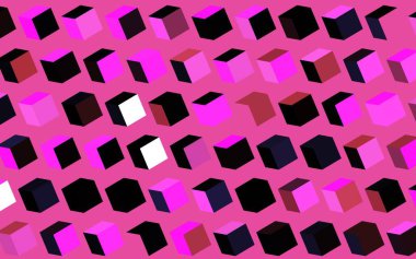 Koyu Mor, eşkenar dörtgenli pembe vektör arkaplan. Renkli dikdörtgenlerle modern soyut çizimler. Reklamlar için desen.