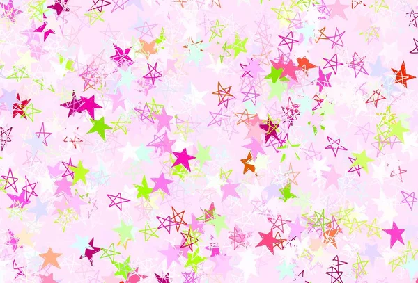 Rosa Claro Textura Vetorial Verde Com Belas Estrelas Glitter Ilustração — Vetor de Stock