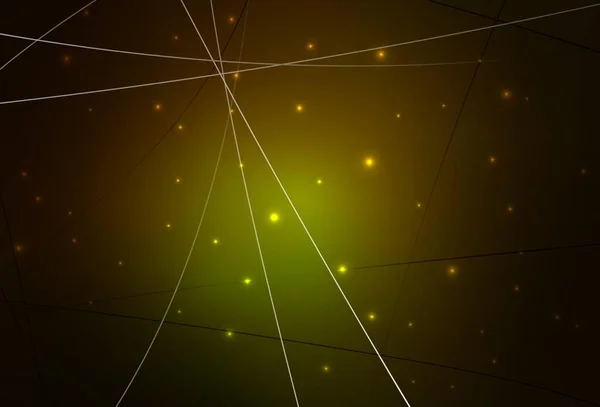 Dark Green Yellow Vector Backdrop Lines Circles Modern Abstract Illustration — Stock Vector