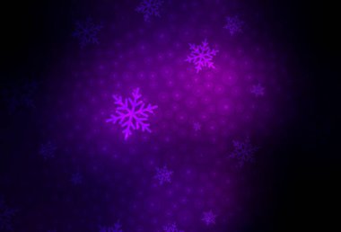 Xmas tarzında koyu mor vektör arkaplan. Noel topları ve yıldızlarla parlayan illüstrasyon. Okul ve dil bilgisi siteleri için desen.