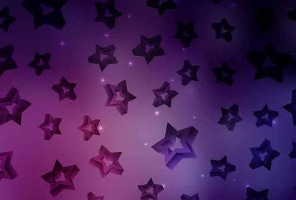 Fundo Vetor Rosa Escuro Com Estrelas Pequenas Grandes Glitter Ilustração — Vetor de Stock