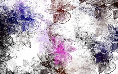 Açık mavi, çiçekli doğal yeşil vektör. Çiçeklerle bulanık şekilli yaratıcı çizimler. Web siteleri ve pankartlar için desenli desen.