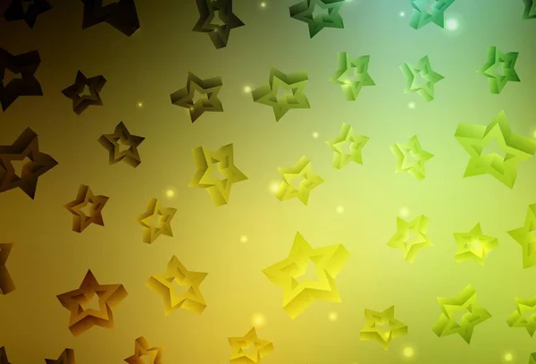 Verde Escuro Textura Vetorial Amarela Com Belas Estrelas Glitter Ilustração —  Vetores de Stock