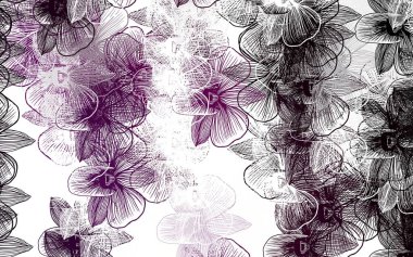 Açık pembe vektör, çiçekli zarif şablon. Beyaz arka planda çiçeklerin dekoratif tasarımı. Markan için şık bir model..