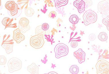 Açık Pembe, Memphis şekilli sarı vektör arkaplan. Soyut gradyan şekilli basit renkli çizimler. Bir cep telefonu için arka plan.