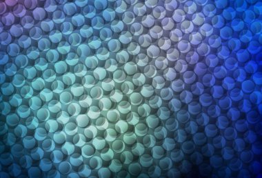 Çember şekilli açık mavi vektör düzeni. Parlak renkli soyut çemberlerin olduğu bir resim. Reklamlar, broşürler için desen.