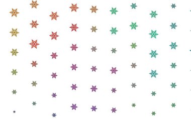 Buz kar taneleri ve yıldızlı hafif çokrenkli vektör şablonu. Gradyan kristal buz formlarıyla soyut çizimler. İş ilanı için yeni yıl tasarımı.