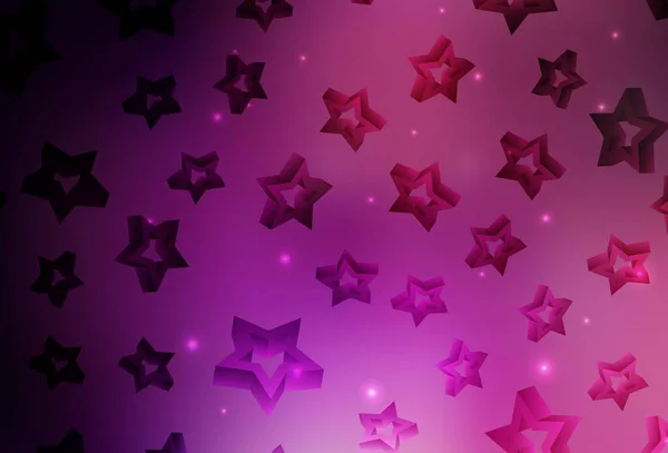 Dark Purple Fundo Vetor Rosa Com Estrelas Coloridas Projeto Decorativo — Vetor de Stock