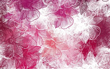 Açık pembe vektör, çiçekli soyut arkaplan. Parlak renkli resimli çiçekler. Tasarımınız için yeni şablon.