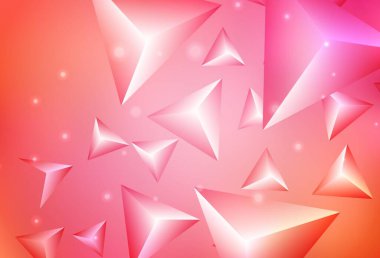 Açık Pembe, sarı vektör arkaplanı ve çokgen tarzı. Renkli üçgenlerin olduğu bir resim. Broşürler, broşürler için desen