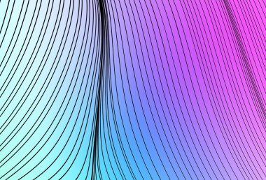 Açık Pembe, bükülmüş çizgileri olan mavi vektör arkaplanı. Basit çizgilerle renkli gradyan çizimi. Markan için yeni kompozisyon.